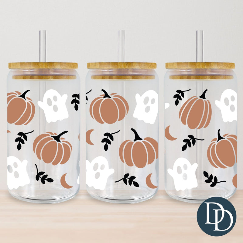 Boho Ghosts And Pumpkins UV DTF Cup Wrap