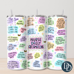 Nurse Daily Affirmations Tumbler Print  *Sublimation Print Transfer*