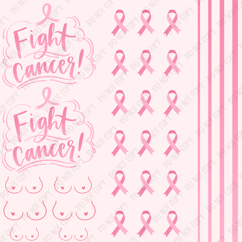 Fight Cancer Pink Ombre Element Sheet UV DTF