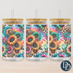 Leopard Tie Dye Sunflowers Tumbler Print *Sublimation Print Transfer*