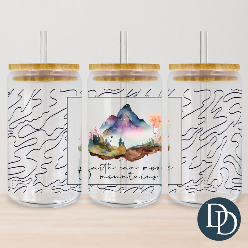 Watercolor Faith Can Move Mountains UV DTF Cup Wrap