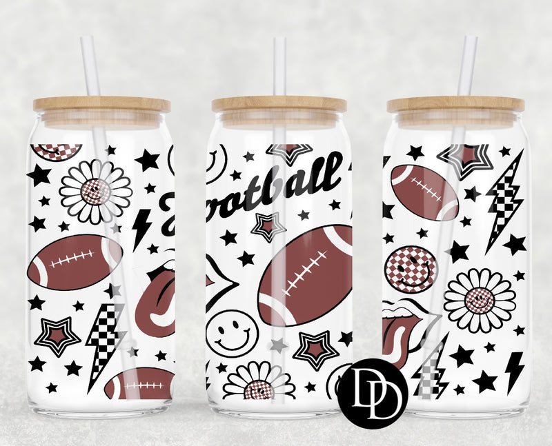 Football Checkered UV DTF Cup Wrap