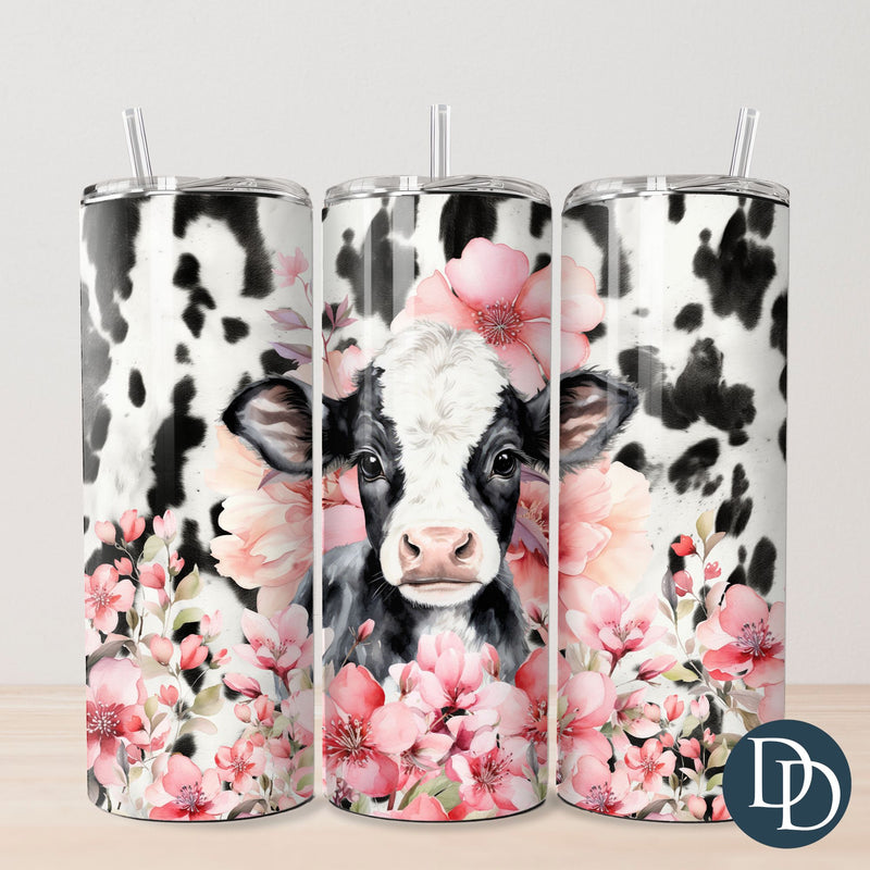 Floral Baby Cow Tumbler Print *Sublimation Print Transfer*