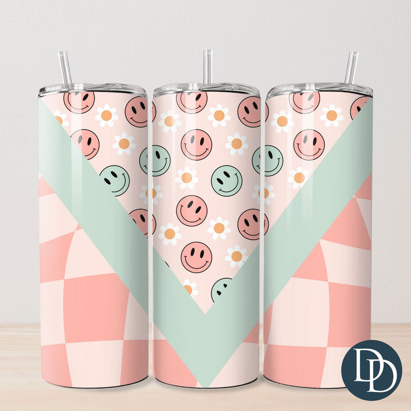 Checkered Happy Daisies Tumbler Print *Sublimation Print Transfer*