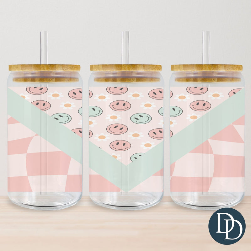 Checkered Happy Daisies Tumbler Print *Sublimation Print Transfer*