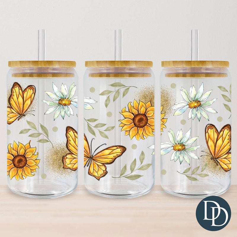 Sunflowers And Butterflies UV DTF Cup Wrap