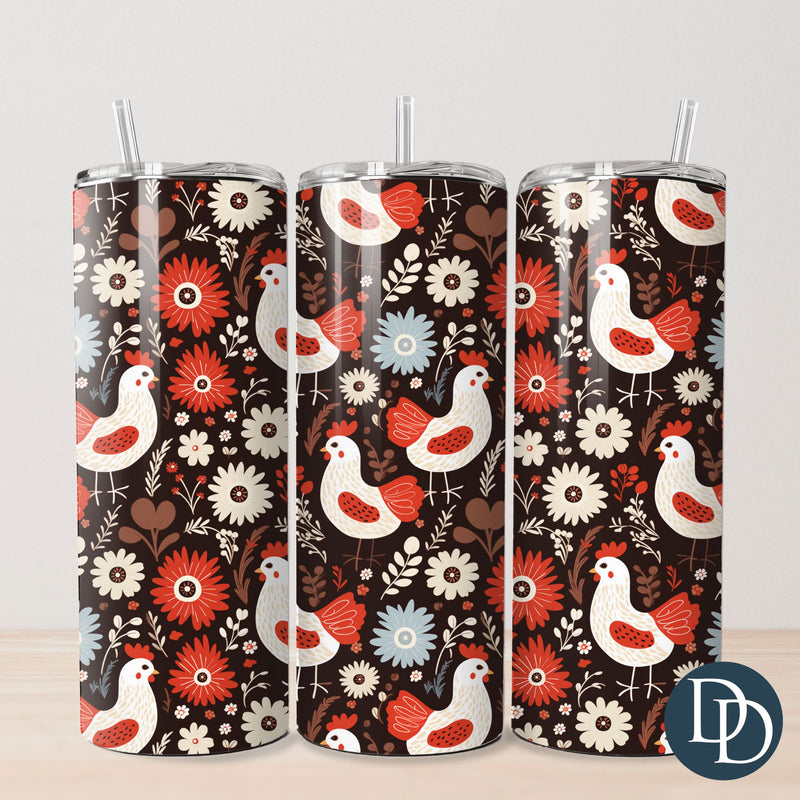 Chicken Florals Tumbler Print *Sublimation Print Transfer*