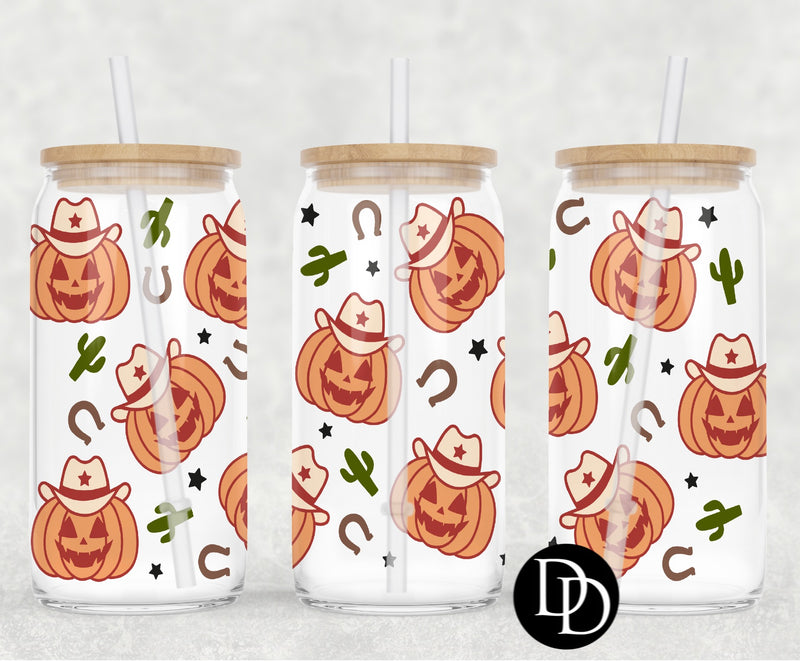 Cowboy Pumpkins UV DTF Cup Wrap