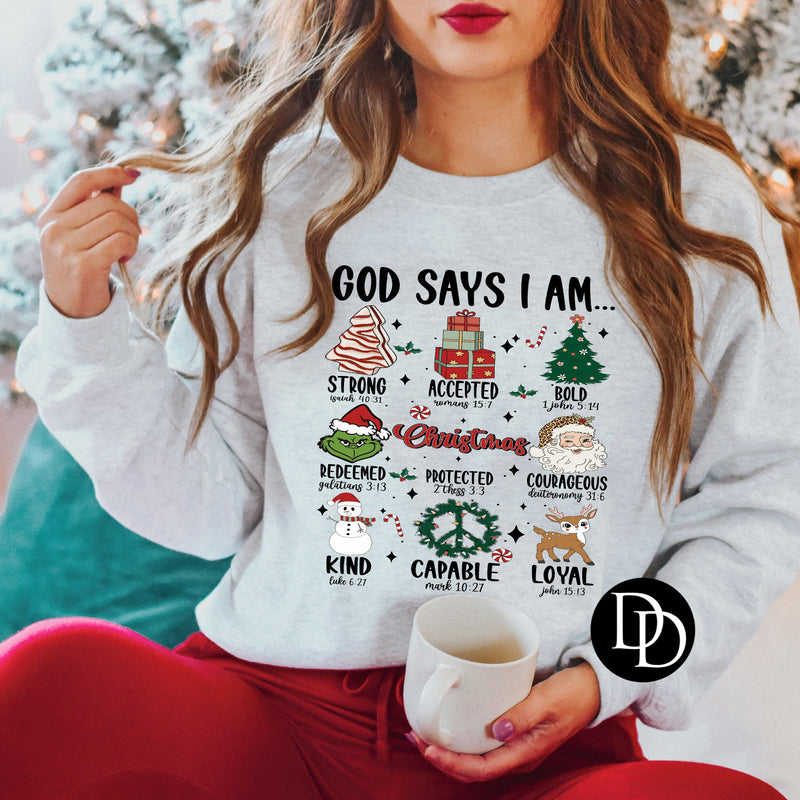 God Says I Am (Christmas) *DTF Transfer*