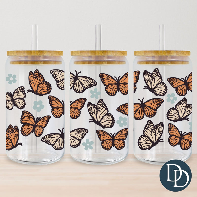 Muted Butterflies And Flowers UV DTF Cup Wrap