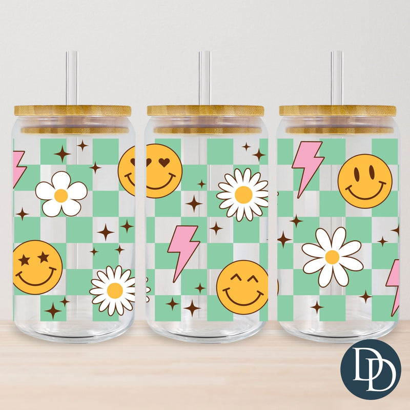 Checkered Daisies UV DTF Cup Wrap