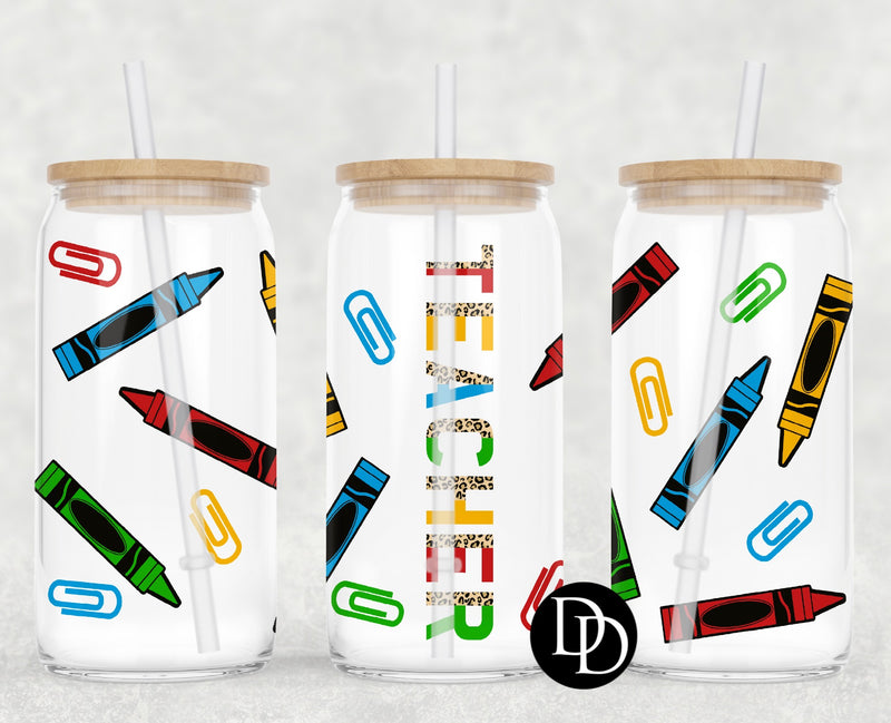 Teacher Crayons UV DTF Cup Wrap