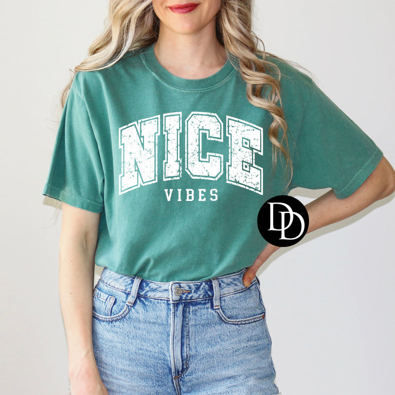 Oversized Nice Vibes (White Ink) *Screen Print Transfer*