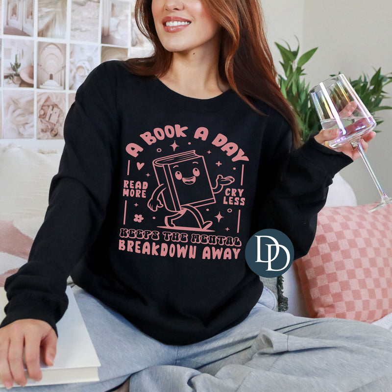 A Book A Day (Dusty Rose Ink) *Screen Print Transfer*