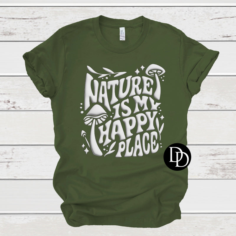 Nature Is My Happy Place (White Puff) - NOT RESTOCKING - *Puff Screen Print Transfer*