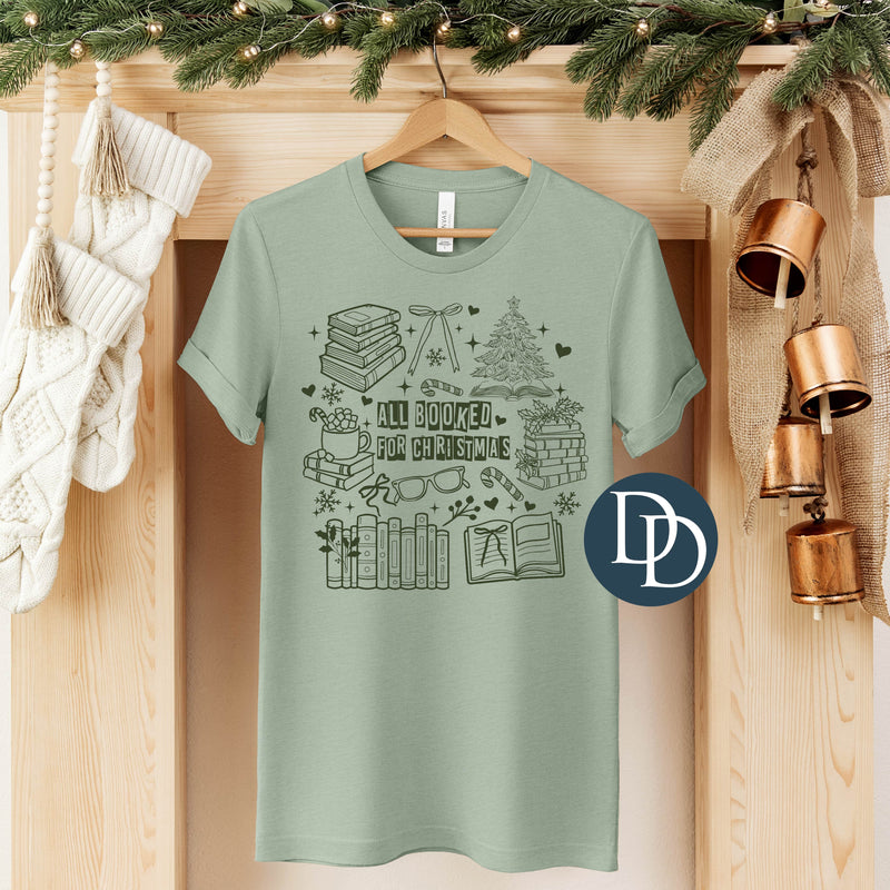 All Booked For Christmas Collage (Hunter Green Ink) *Screen Print Transfer*