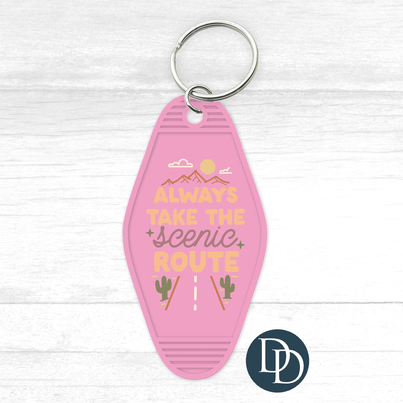 Always Take The Scenic Route Motel Keychain UV DTF Decal