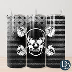 American Flag Workout Skull Tumbler Print *Sublimation Print Transfer*