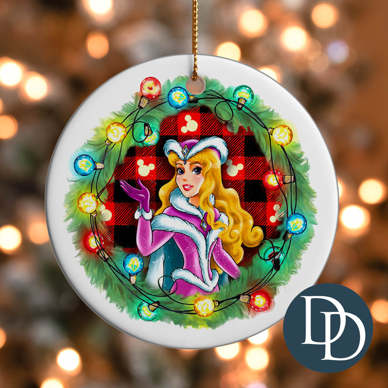 Aurora Plaid Christmas Light Wreath *UV DTF Ornament Decal*