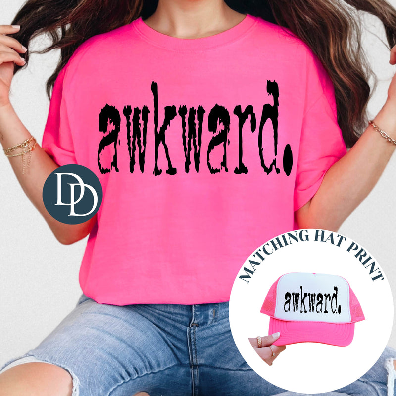 OVERSIZED Awkward Typo with Hat Print (Black Ink) *Screen Print Transfer*