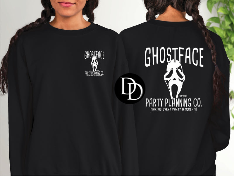 Ghost Party Planning Co. With Pocket Accent  (White Ink) *Screen Print Transfer*