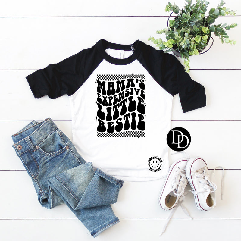Mama’s Expensive Little Bestie With Pocket Accent Youth  (Black Ink) - NOT RESTOCKING - *Screen Print Transfer*