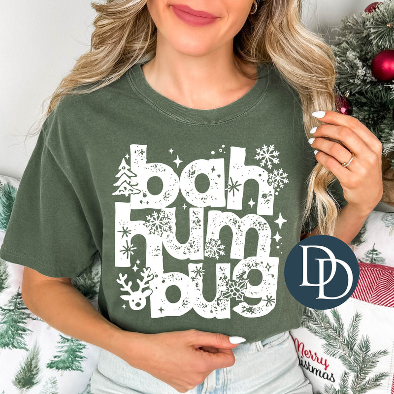 Bah Humbug Doodles (White Ink) *Screen Print Transfer*