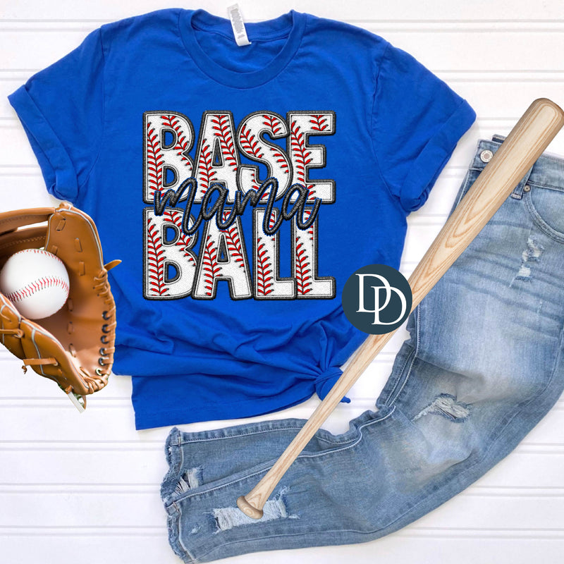 Baseball Mama Cursive Faux Embroidery *DTF Transfer*