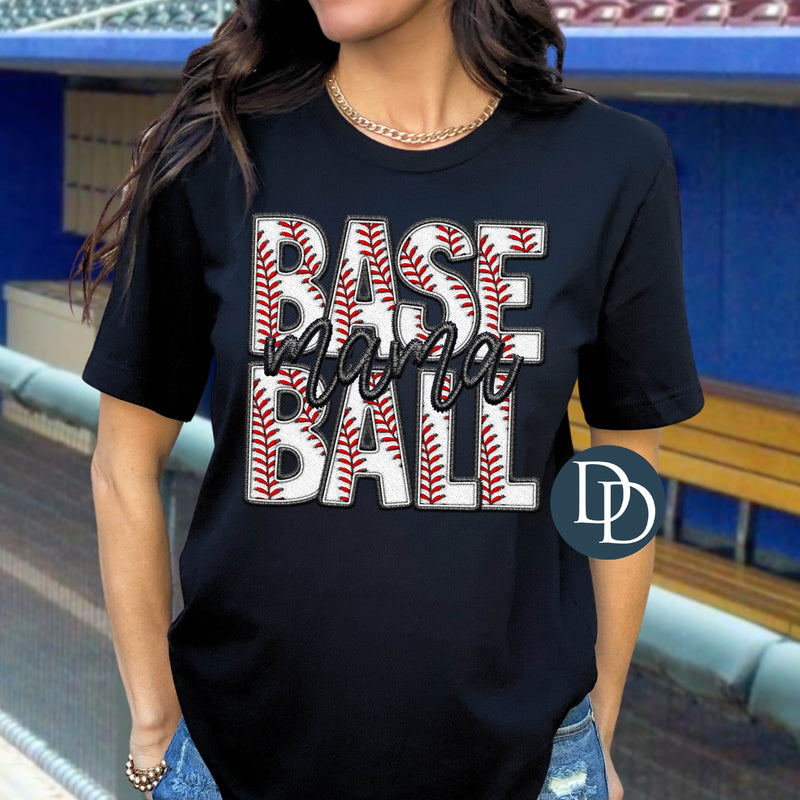 Baseball Mama Cursive Faux Embroidery *DTF Transfer*