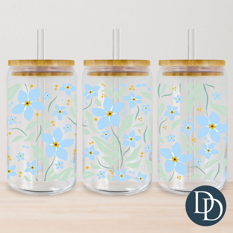 Blue Foral Summer Fields *UV DTF Cup Wrap*