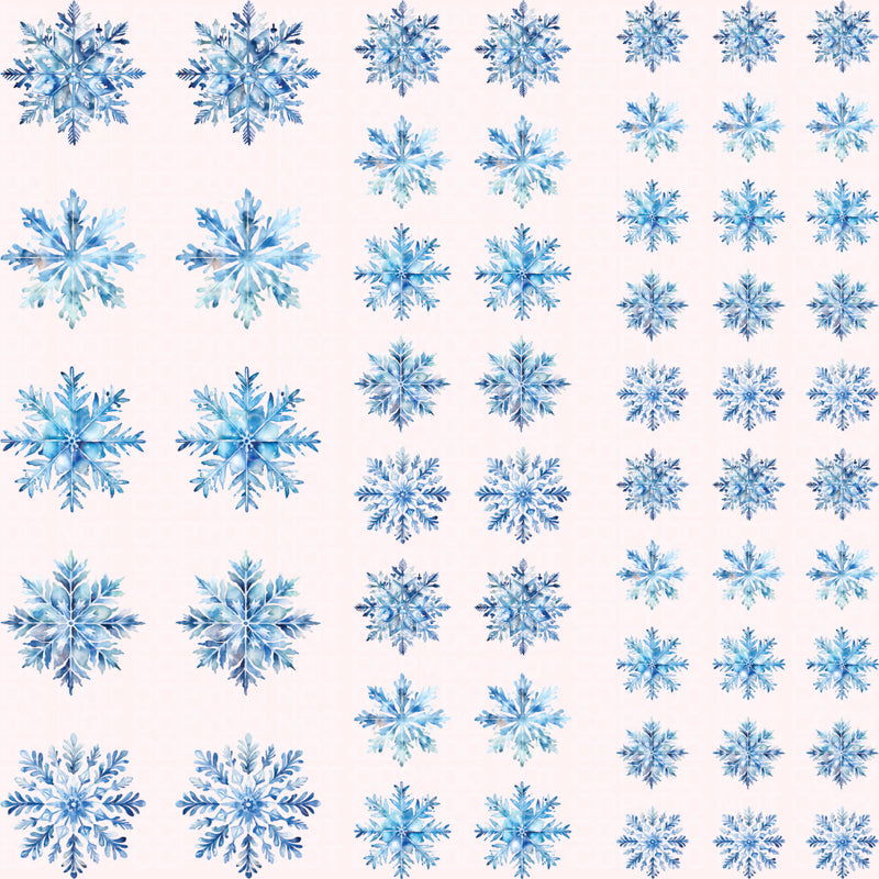 Blue Watercolor Snowflakes *UV DTF Element Sheet*