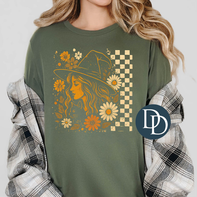 Boho Checkered Floral Witch *DTF Transfer*