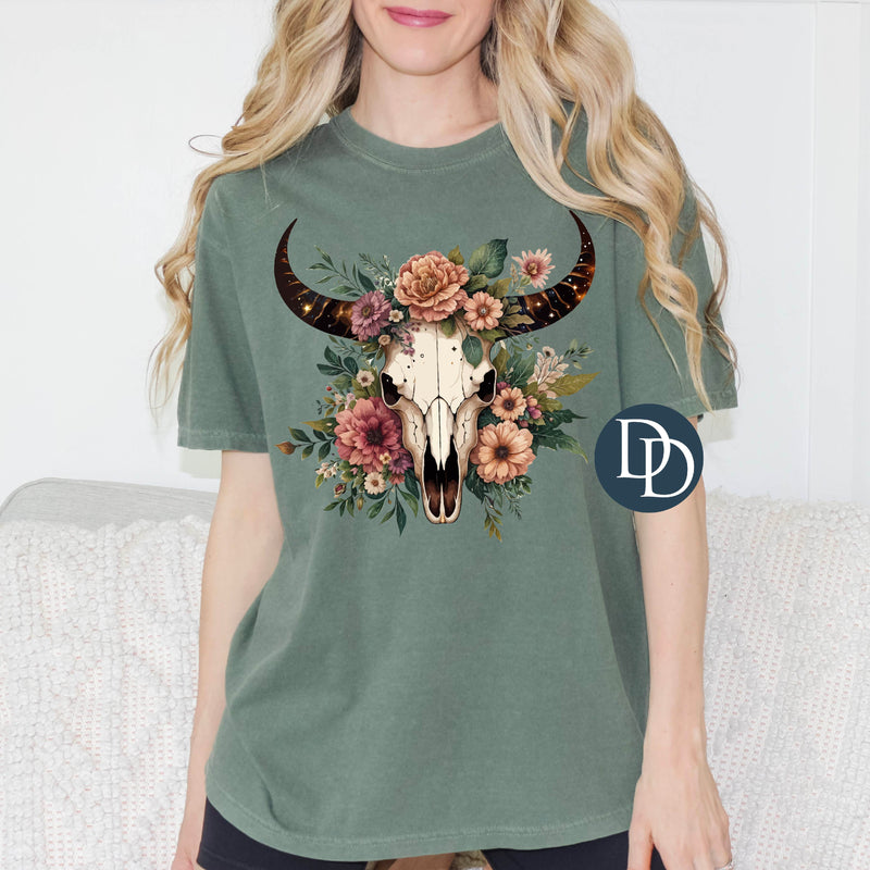 Boho Floral Cow Skull *DTF Transfer*