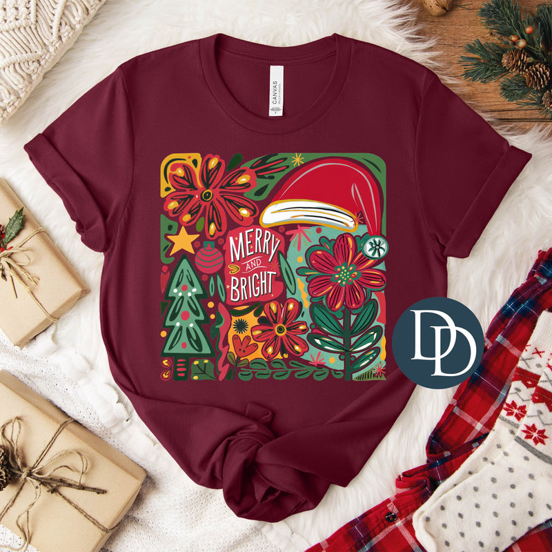 Boho Floral Merry And Bright *DTF Transfer*