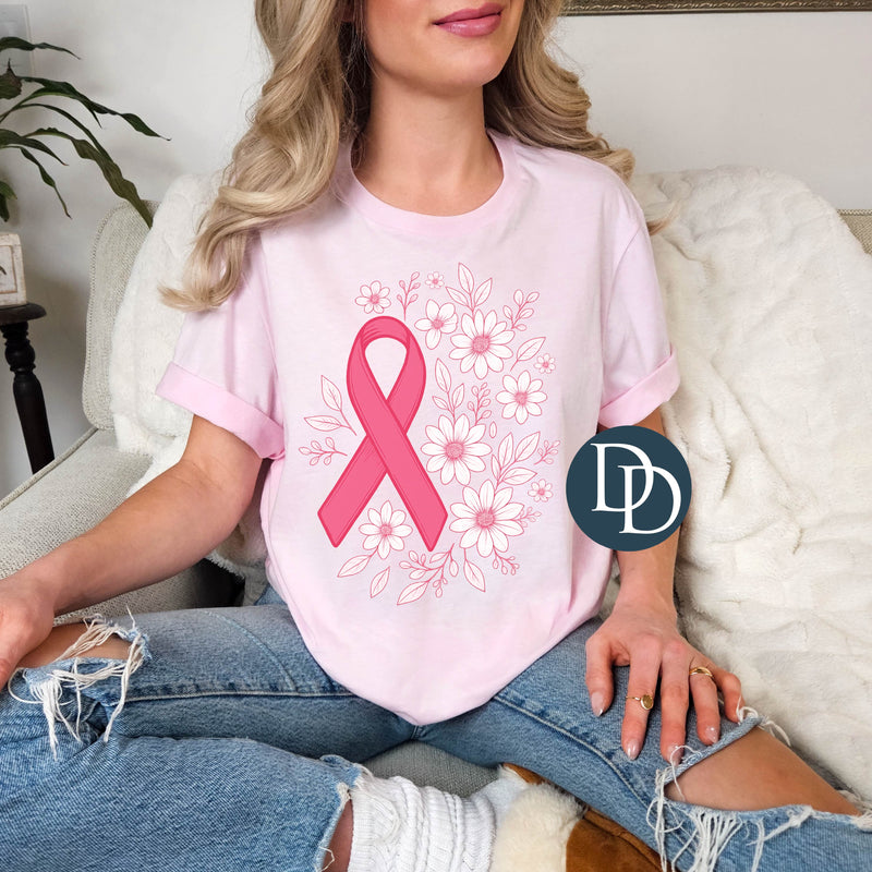 OVERSIZED Breast Cancer Ribbon Flowers *DTF Transfer*