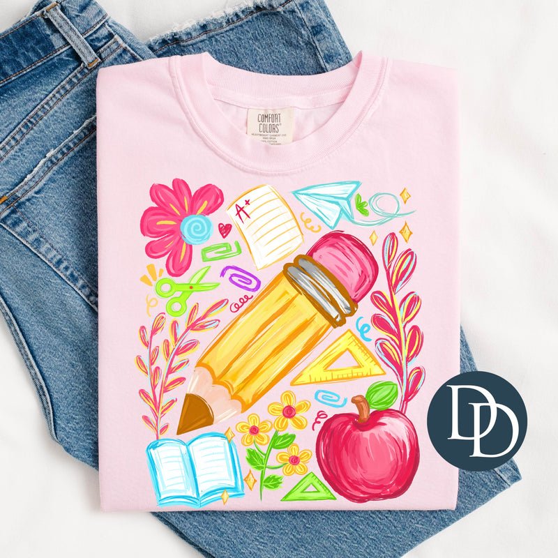 OVERSIZED Bright Teacher Essential Drawings *DTF Transfer*