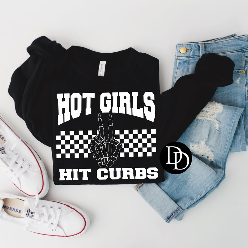 Hot Girls Hit Curbs (White Ink)  *Screen Print Transfer*