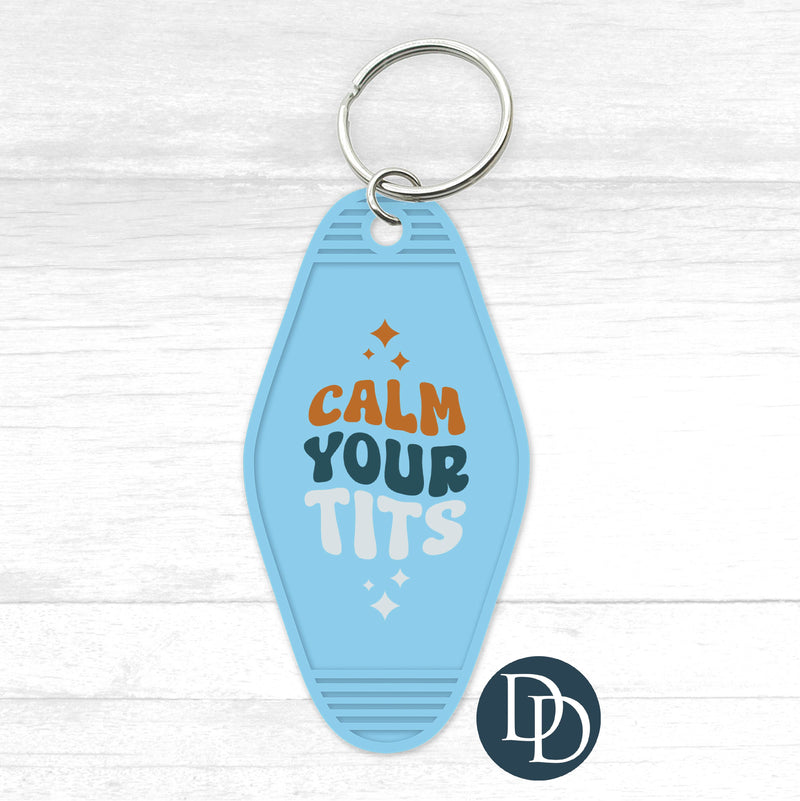 Calm Your Tits Motel Keychain UV DTF Decal