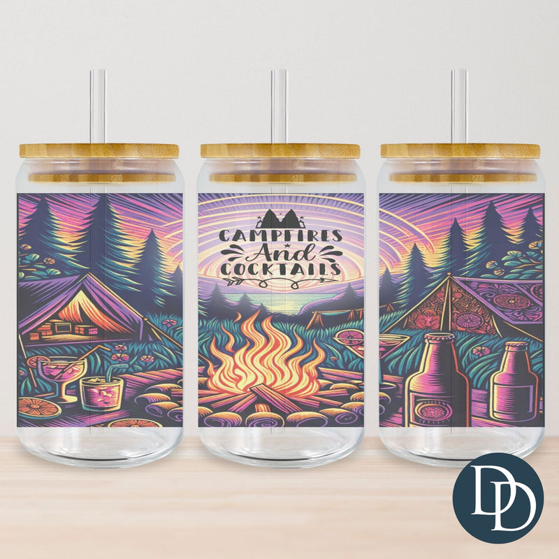 Campfires And Cocktails Tumbler Print *Sublimation Print Transfer*