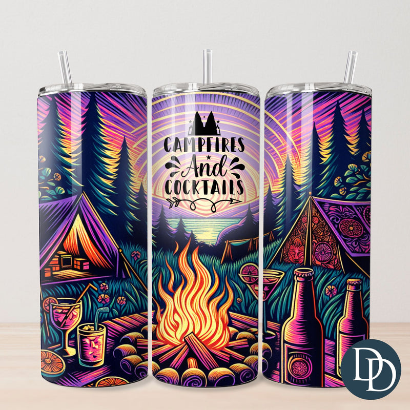 Campfires And Cocktails Tumbler Print *Sublimation Print Transfer*