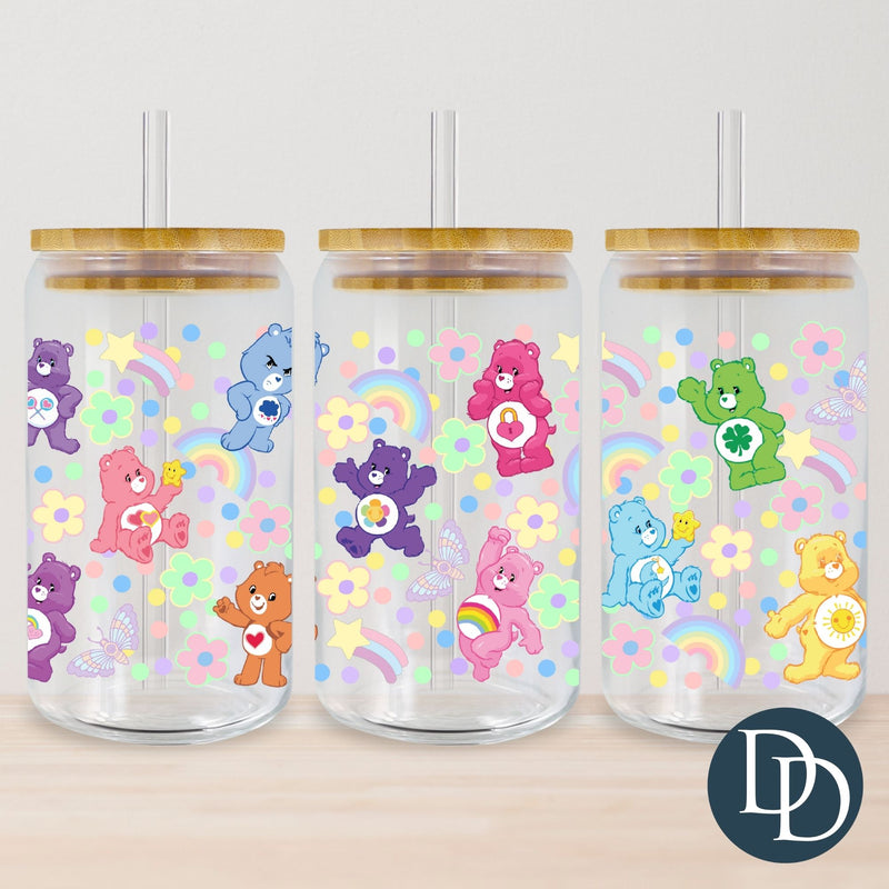 Care Bear Pastel Flower Butterly Rainbow *UV DTF Cup Wrap*
