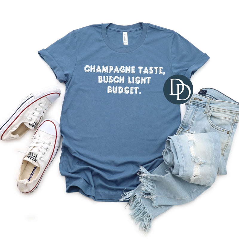 Champagne Taste Busch Light Budget (White Ink) *Screen Print Transfer*