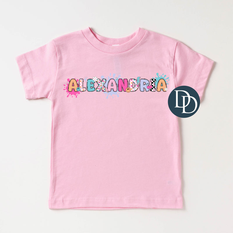 Checkered Alpha Doodle Name *DTF Transfer*