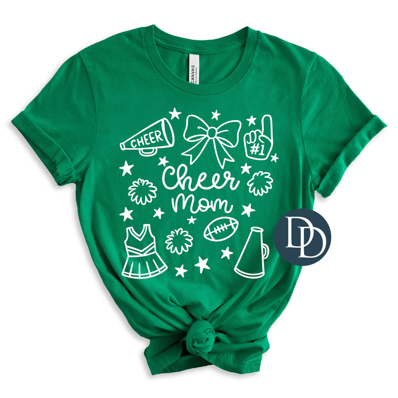Cheer Mom Doodles (White Ink) *Screen Print Transfer*