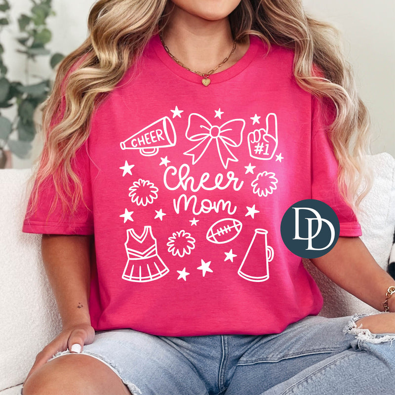 Cheer Mom Doodles (White Ink) *Screen Print Transfer*