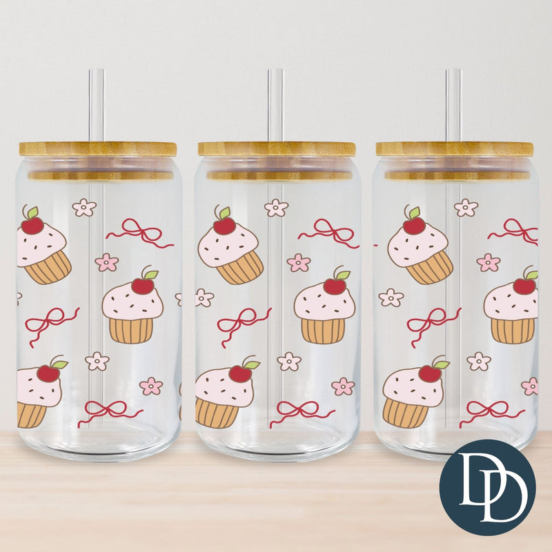 Cherry Pink Cupcakes and Bows *UV DTF Cup Wrap*