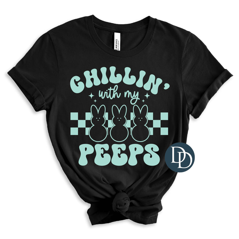 Chillin' With My Peeps Retro (Mint Ink) *Screen Print Transfer*