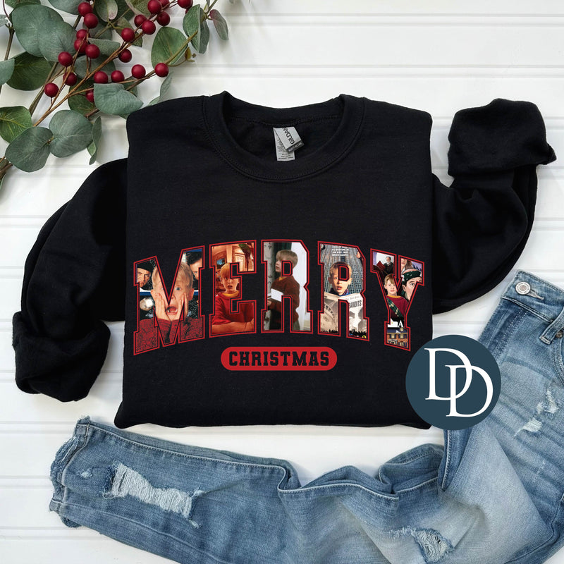 Christmas Alone Merry Christmas Varsity *DTF Transfer*