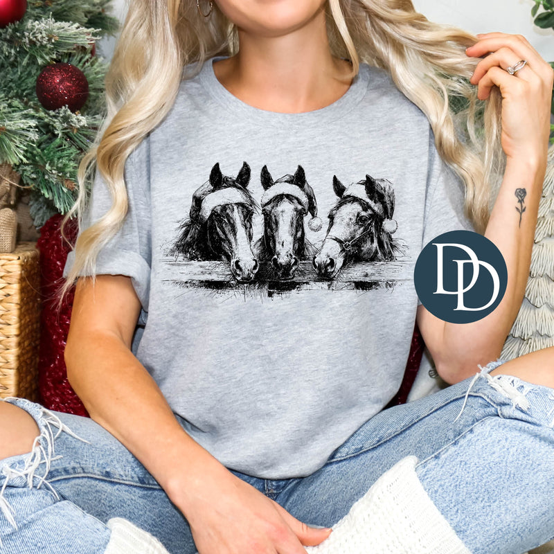 Christmas Horse Fence (Black Ink) *Screen Print Transfer*