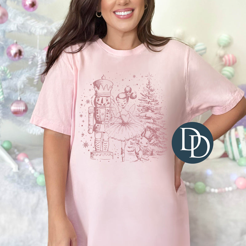 Christmas Nutcracker Ballet (Dusty Rose Ink) *Screen Print Transfer*